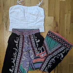 Spring outfit! Wide leg pants and lace crop top